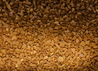 Pile of instant coffee granules close-up