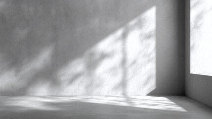 Fototapeta premium Shadows and Light on a concrete wall forming abstract patterns. The interplay of light and shadow creates a dynamic and minimalist scene.
