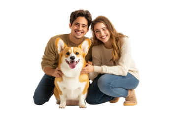Free photo couple with their dog transparent background