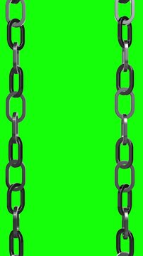 Two Metal Chains Rising on Both Sides Green Screen Loop
