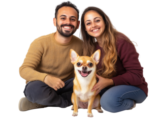 Free photo couple with their dog transparent background