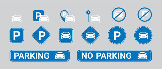 Parking & Traffic Sign Vector Icon Set