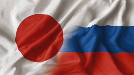 Japanese and Russian flags displayed together, representing cultural exchange and global relations