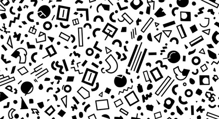 Abstract Geometric Pattern Design for Modern Backgrounds, Presentations, and Marketing Materials with Scattered Shapes Creating a Dynamic, Playful Texture for Creative Projects and Website Templates,