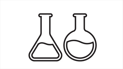 Scientific laboratory flask icon with colorful liquid for chemistry and research concepts