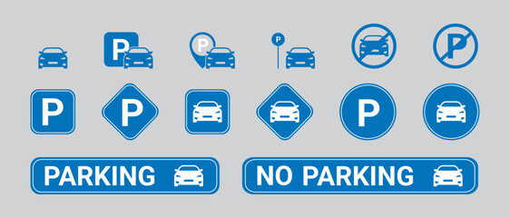 Abstract Aerial Parking & Automobile Vector Icons