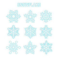 겨울 눈송이 하늘색 라인드로잉 아이콘(winter snowflake blue line drawing icon set)