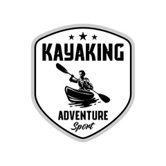 Kayaking adventure logo vector design monochrome black and white