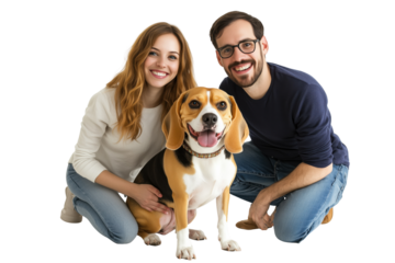Free photo couple with their dog transparent background