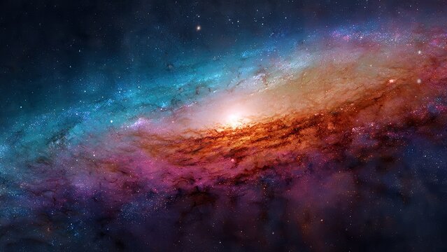Vibrant spiral galaxy with luminous core and cosmic dust clouds in deep space