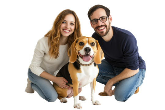 Free photo couple with their dog transparent background