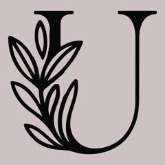 Naklejka premium Minimal Botanical Monogram Logo