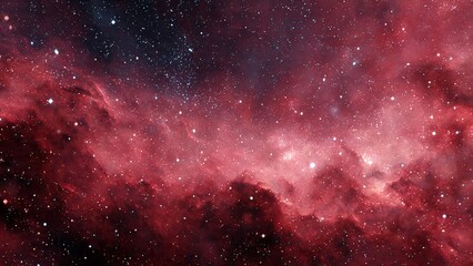 Obraz premium Deep space nebulae with glowing stars and cosmic clouds in vibrant red hues