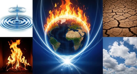 Collage of earth s elements water fire earth and air representing environmental concepts