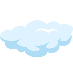 Fluffy White Cartoon Cloud Illustration with Soft Blue Hues on Transparent Background Ideal for Graphic Design and Digital Art Projects
