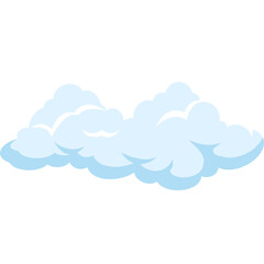 Fluffy Light Blue Cumulus Cloud Formation Isolated on Transparent Background Simple Illustration Style