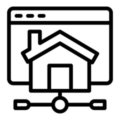 House network website line icon, remote work concept, home wired internet connection vector sign on white background, outline style icon mobile concept web design. Vector graphics.