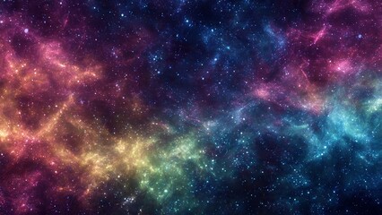 Obraz premium Colorful cosmic nebula with glowing stars and gas clouds in deep space