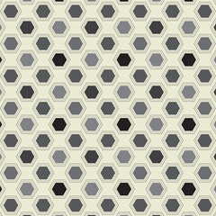 Concentric Hexagon Grid Pattern on Beige Background – Seamless Geometric Design with Grayscale Tones for Tech Branding, Architecture, Wallpapers, and Commercial Use