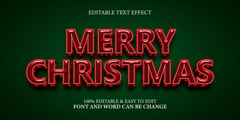 Merry Christmas text effect with bold 3d style that can be edited easily