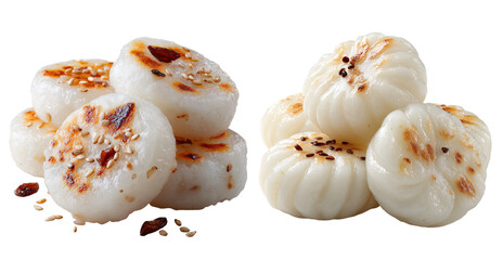Songpyeon rice cakes, glossy surface, isolated on transparent