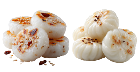 Songpyeon rice cakes, glossy surface, isolated on transparent