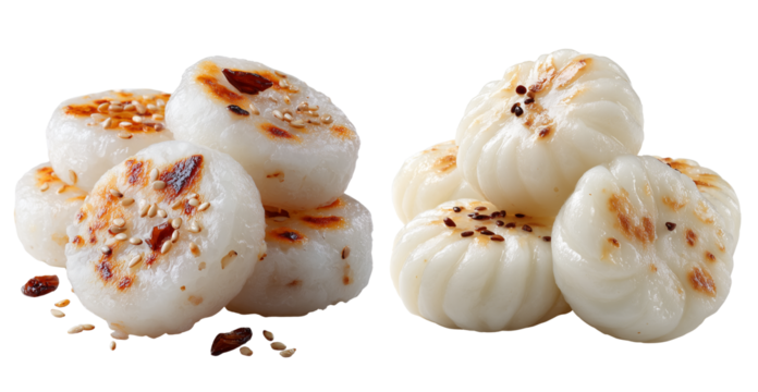 Songpyeon rice cakes, glossy surface, isolated on transparent