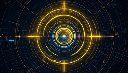 A futuristic digital target graphic with glowing concentric circles and crosshairs, showcasing technological advancements and innovation
