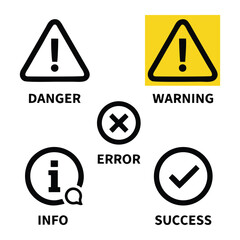System Notification and Alert Icons: Danger, Warning, Error, Info, and Success