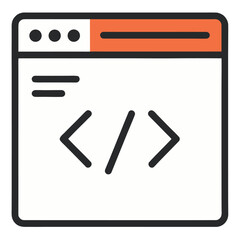 Code Editor Window Icon, Minimal Programming Vector Outline, Isolated on White Background