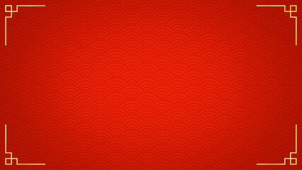 Oriental luxury Chinese style ornament frame on red background, traditional asian decorative border line art illustration, various China Lunar new year design element