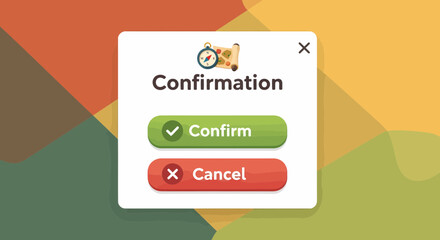 Cute Confirmation Panel Design With Route Symbol And Buttons