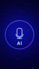 AI voice recognition personal assistant technology concept, smart artificial intelligence app screen, machine speech generated, online support chat bot, automated virtual business customer service