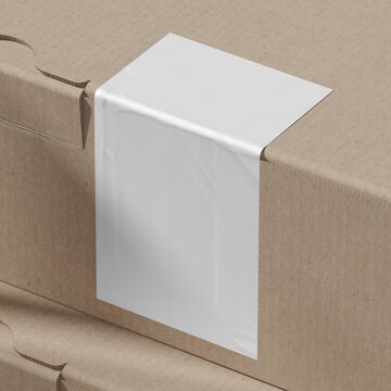 Corner box sticker mockup. 3D rendering