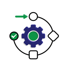 workflow icons. automated management. artificial intelligence software interface. trigger node, data tool, technology. Mixed design style
