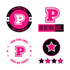 Set Of Fitness And Gym Logo Emblems With Letter P