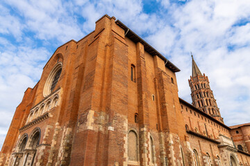 Saint-Sernin Basilica in autumn, in Toulouse, Occitania, France