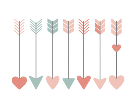 Pastel Arrows with Heart Tips, Cute Romantic Cupid Design