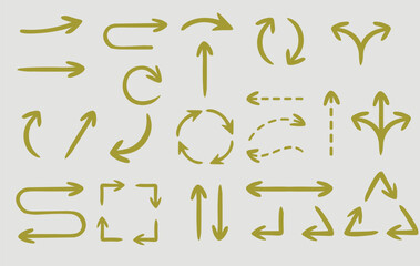 Grunge style aroows set, vector illustration 