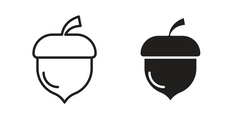 Acorn icon in doodle and stroke style.