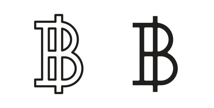 Baht sign in doodle and stroke style.