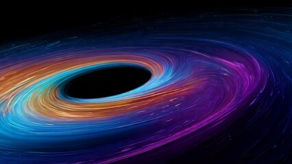Swirling vortex of vibrant light trails in deep space abstract cosmic phenomenon
