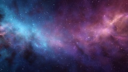 Naklejka premium Cosmic nebula with stars glowing dust clouds in shades of blue purple and pink