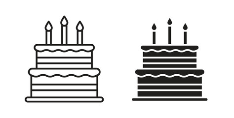 Cake icon in doodle and stroke style.
