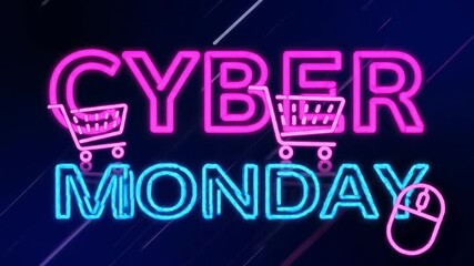 Cyber Monday elegant golden text animation on deep black background with smooth motion and glowing particles - Powered by Adobe