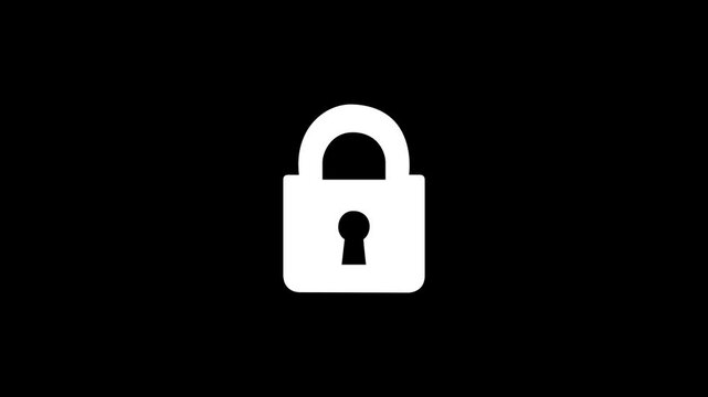 Security lock icon on black background.safety security privacy padlock icon. Simple security lock icon isolated with cyber security lock icon animation. Safety, security,lock, privacy, password icon.
