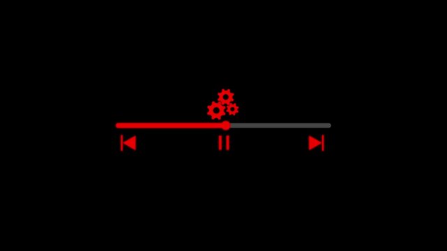 Media Player Controls With Pause Icon skip, Music or video play bar icon animation.white music play bar or music loading bar animation. play pause icon.Digital music player, video track player.