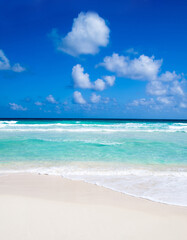 Sea beach. Tropical sea under the blue sky.