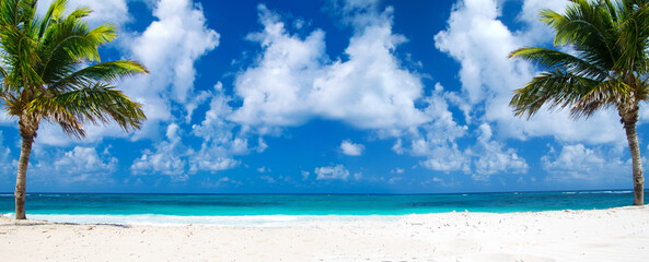 Sea beach. Tropical sea under the blue sky.