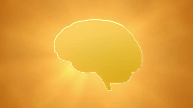 Golden brain on bright shimmer light ray background, glowing gold artificial intelligence development, smart study and creativity idea concept, neuroscience knowledge learning 3d rendering